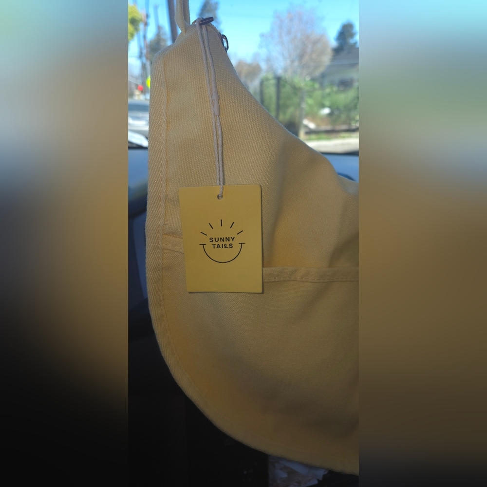 Sunny Tails Yellow Canvas Shoulder Tote - Picture 4 of 8